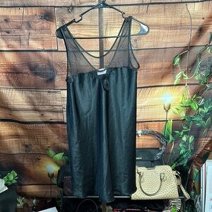Vintage Black Satin Chemise Elegant Sleepwear